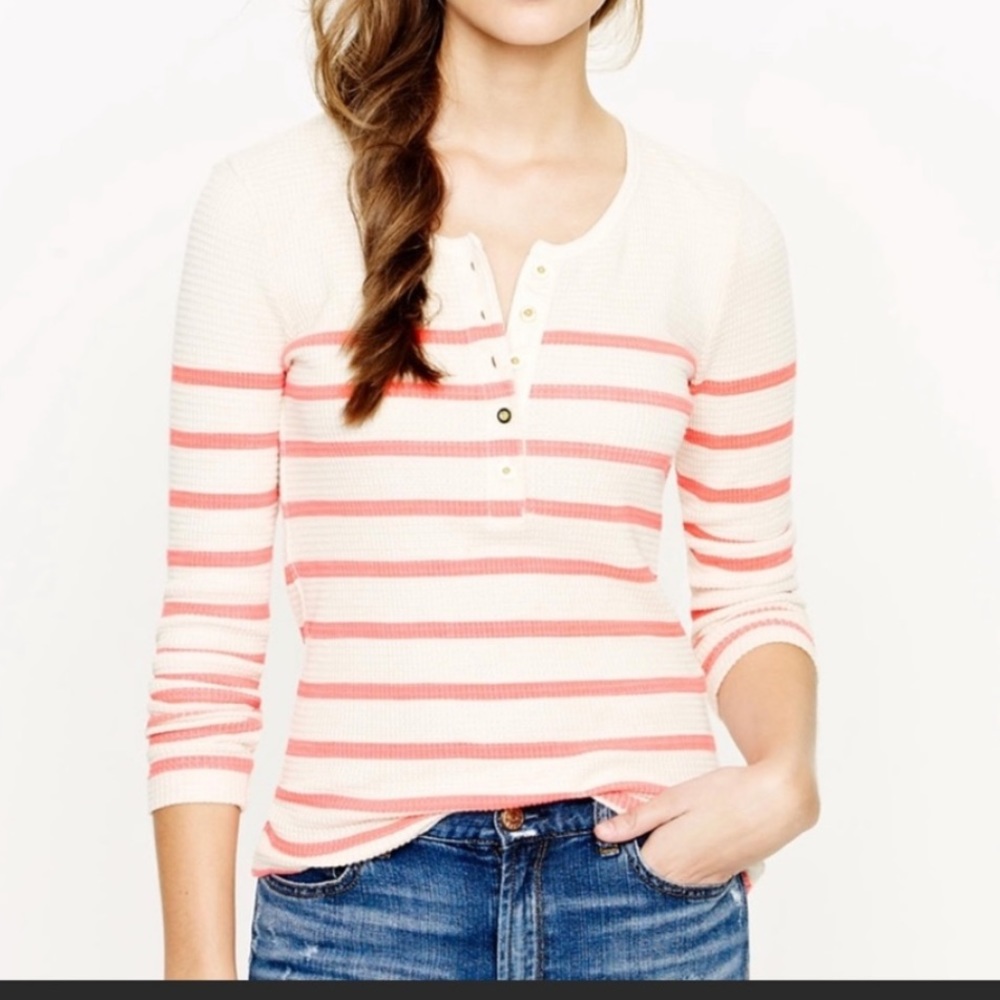 JCREW sz small coral and tan top w gold button